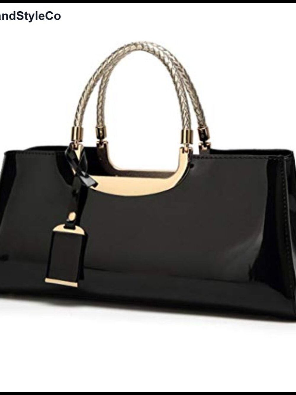 Patent Leather Structured Satchel Crossbody Top Handle Handbag Evening Party